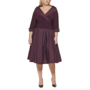 Jessica Howard Plus Size Collared a-Line Dress - Eggplant